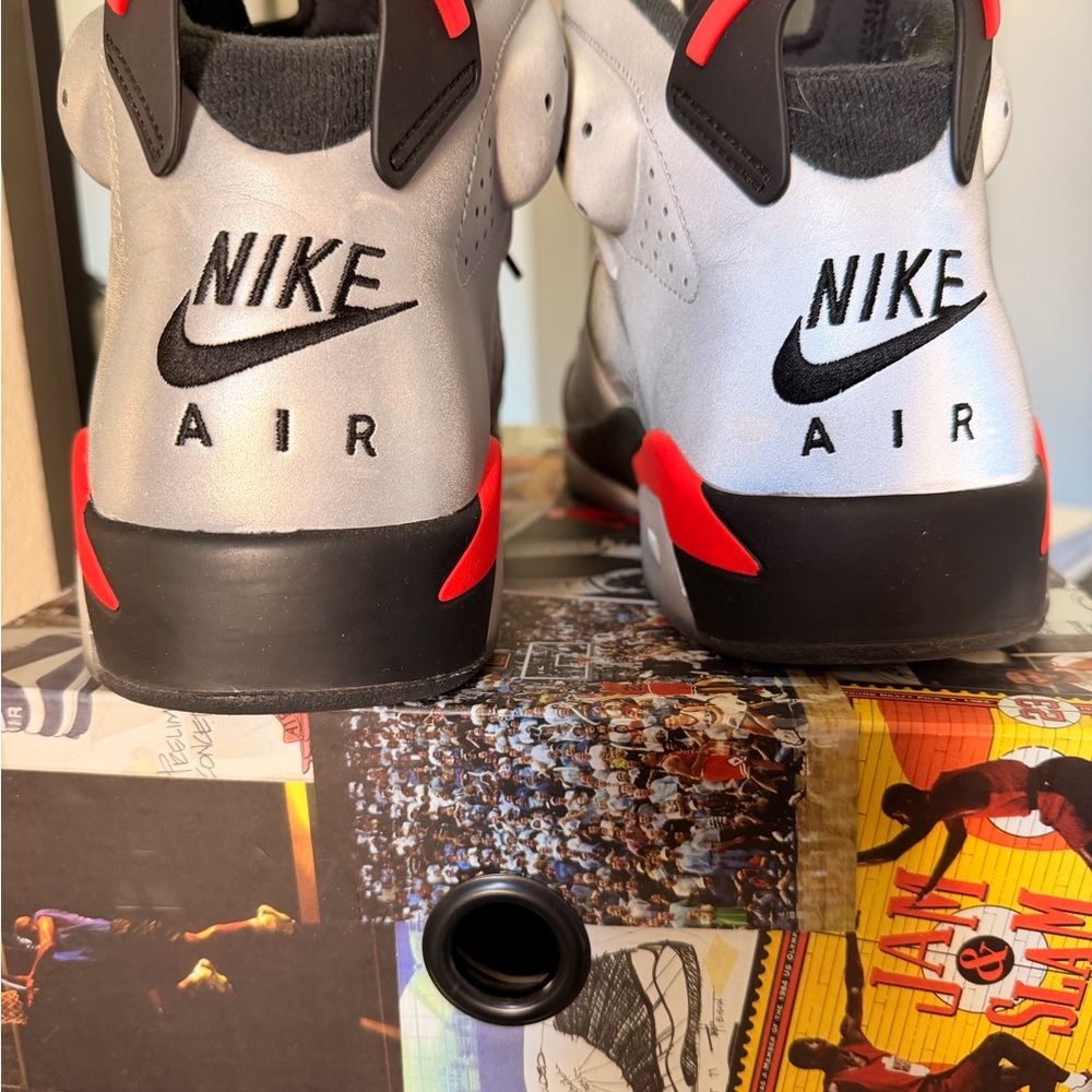 Nike Men Sneakers - Silver and Black with Red Accents